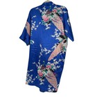Women s 100  Silk Robe L Blue Peacock Floral Kimono Sleeve Long Dressing Gown