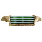 Art Deco Skyscraper Wall Sconces Antique Brass   Green Milk Glass Light 1 Piece