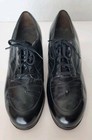 Vintage 40 s Us Shoe Corp Black Leather Lace Up Oxford Heels Granny Shoes 7 5d