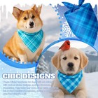 Abbylike 50 Pcs Winter Plaid Dog Bandanas Bulk Blue Bandanas For Dogs Triangle 