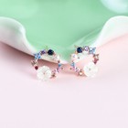 S925 Sterling Silver White Shell Flower Cz Pendant Stub Earrings