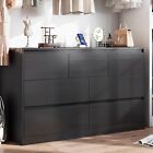 Black 7 Drawer Dresser wood Tall Chest Of Drawers For Bedroom entryway black