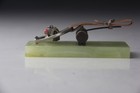Antique Austrian Bronze Paper Clip Hunting Dog Head In Stirrup W  Onyx Base