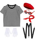 Women Xl French Mime Artist Fancy Dress Costume Cosplay Complete Outfits