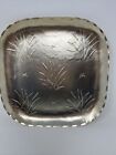 Vintage Arthur Armour Hammered Aluminum Cattail Serving Plate Bowl Goldscalloped