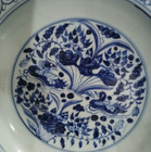 Chinese Collectable Art Hand Blue White Porcelain Flowers Plants Plate