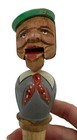 Vintage German Carved Wood Mechanical Wine Bottle Stopper Open Mouth Man