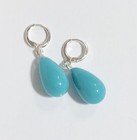 Simple  Classic  Forever Style  Silver Turquoise Teardrop Earrings Made In Usa