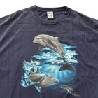 Vintage Y2k Xl Dolphins Swimming Short Sleeve Shirt Navy Nature Ocean Delta Pro