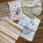7 Vintage Antique Table Runners Lace Crochet Embroidered Linens Craft Job Lot