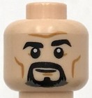Lego New Light Nougat Minifigure Head Dual Sided Black Eyebrows And Goatee Part