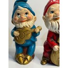 Vtg Music Elves Gnome Figurines Plaster Japan 1960s Mid Century Band Set Of 3