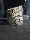 Heavy Taxco Mexico 925 Sterling Silver Wide 2 1  Cuff Bracelet 84g Td50 Vintage