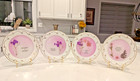 4 Decorative 6    Inspirational Quote Plates With Resin Art Flowers   Gold Stands