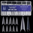  500pcs Stiletto Nail Tips Extra Long Nails Nail Tips 10 Sizes Half Cover Clear