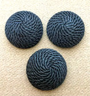 Set Of  3  Vintage Fabric Covered Large Black Buttons Domed 35 Mm 1  3 8  Shank