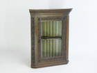Antique English Carved Corner Cabinet  Floral Wooden Wall Display