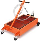 15 17 20 Gallon Oil Drain Pan With Manual  Electric Pump   Hose Low Profile Cart