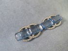 Antique   Vintage Art Deco Belt Buckle Geometric 2-piece Blue Glass   Rhinestone