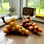 Vtg Gold Lucite Acrylic Grapes Mid Century Mcm Retro 1960s Cluster Yellow Set 2