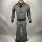 Vtg 60s 70s H i s Leisure Suit Mens Medium Jacket 32 31 Pants Bell Bottoms Disco