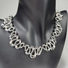 Vintage 70s Trifari Pat  Pend Modernist Loop Design Silver Tone Jewelry Set