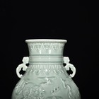 14 2  Old Antique Qing Qianlong Mark Porcelain Pink Green Glaze Double Ear Vase