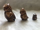 Vintage Lot Of 3 Miniature Ceramic Japan Owl Family Figurines 