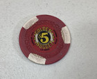 Golden Nugget Gambling Hall   Rooming House  5 Gaming Chip Las Vegas Vtg  60 70s