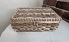 Vintage Mid-century Woven Wicker Dritz Sewing Basket Box - Handled   Lidded