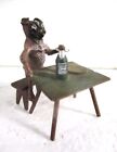 Ca 1900 Austrian Vienna Cold Painted Bronze Mini Dog Sit At Table Dishes Signed