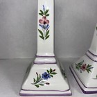 2 Vintage Hand-painted Taper Candlesticks Holder Ceramic Portugal Floral 9-1 2   