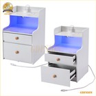 Nightstands Set Of 2 With Charging Station Led Bedside Tables White brown black