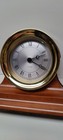 Vintage Brass Chelsea Presidential Style Mantel Quartz Ships Clock Wooden Stand