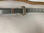 Vintage Gray Studded Western Belt Colorful Star Inlays Silver Tone Hardware 42 
