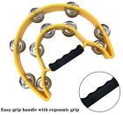 Double Row Tambourine Metal Jingles Hand Held Percussion Instrument Yellow