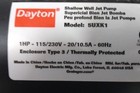 Dayton 5uxk1 1 Hp 115 230vac 1-1 4 In Npt Inlet Shallow Well Jet Pump