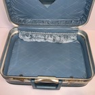 Vintage Blue Train Case Hard Shell Makeup Suitcase W  Mirror Lock No Key