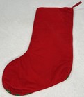 Vintage Wool Needlepoint Christmas Stocking Santa Claus Red Velvet Back Cute 