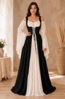 Black Medieval Dress Women Renaissance Fair Costume Victorian Steampunk Gown