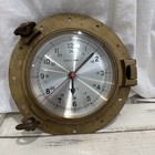Ship s Time Brass Wall Clock Porthole Quartz Nautical Heavy Captain Quarters