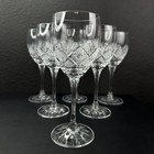 2 Vintage Bohemian Czech Crystal Diamond Cut Hock Wine Glasses Set