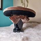 Kokin Charles Jourdan Parallele Black Fedora Hat With Big Velour Brown Bow 