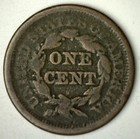 1851 Braided Hair Us One Cent Penny Coin 1c Copper Coin Good Large Cent