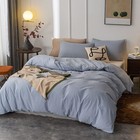 Washed Cotton Duvet Cover Full Ultra Soft 100  Cotton Solid Color Light Blue    