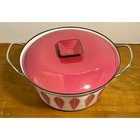Mcm Catherine Holm Pink Lotus Enamel Pot Rare Lidded Cookware Casserole Norway