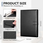 Professional Padfolio With Clipboard  Faux Leather Portfolio Standard  Black 