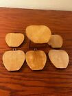 Vintage Mid Century Modern Apple Shaped Wooden Drink Coasters Set Of 5 Holder