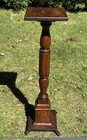 Antique Vintage Turned Quarter Sawn Tiger Oak Pedestal Plant Stand 38 25 h