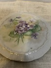 Vintage German Trivet Tea Tile Porcelain Purple Floral Table Hot Plate Mcm 6 5   
